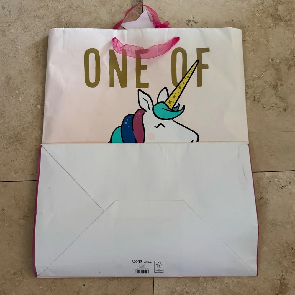 Extra large unicorn gift bag pink